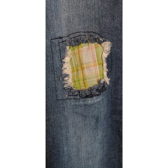 NWT Patchwork Denim Jeans OLD SKOOL URBAN Wide Hem ARTSY Distressed Rips Sz 5/6 - Picture 9 of 16